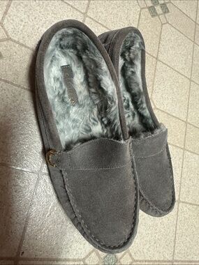 Cole Haan Women’s Gray Suede Fleece-Lined Slippers